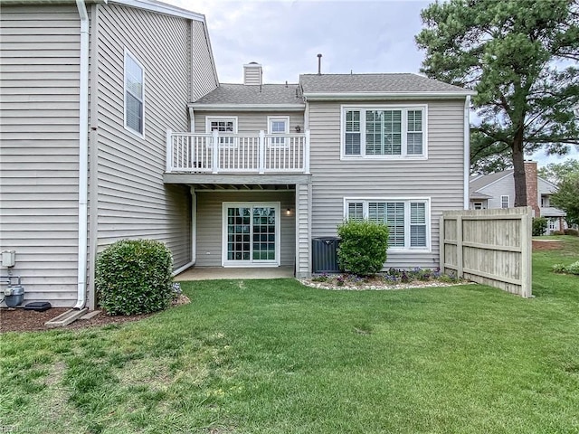 5191 Cypress Point Cir, Virginia Beach, VA 23455 - rear view of property with a balcony, a chimney, and central AC