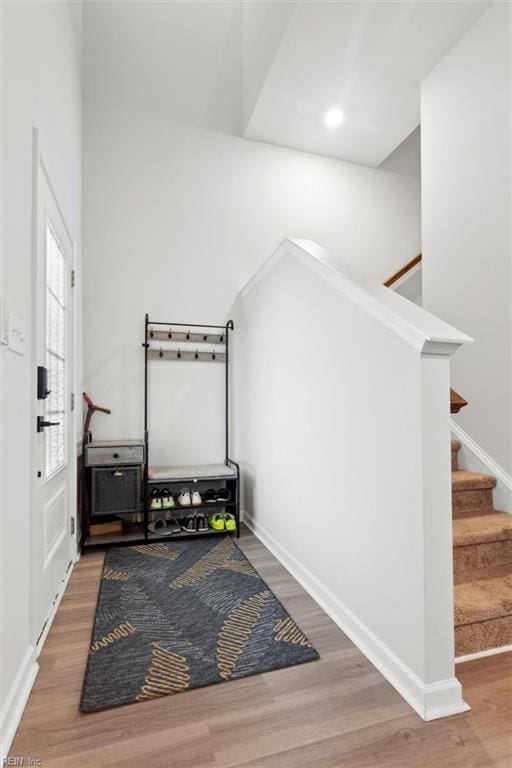 1502 Independence Blvd, Newport News, VA 23608 - entryway with wood finished floors, stairs, baseboards, and recessed lighting