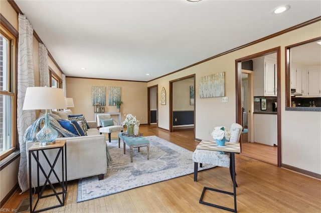 611 Windemere Rd, Newport News, VA 23602 - living area featuring light wood-style floors, crown molding, baseboards, and recessed lighting