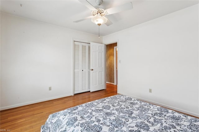 611 Windemere Rd, Newport News, VA 23602 - bedroom with wood finished floors, baseboards, a closet, and ceiling fan