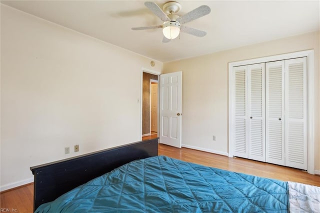 611 Windemere Rd, Newport News, VA 23602 - bedroom featuring wood finished floors, baseboards, ceiling fan, and a closet