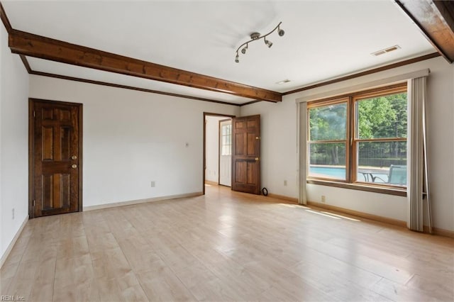 611 Windemere Rd, Newport News, VA 23602 - unfurnished room featuring beam ceiling, baseboards, and light wood-style flooring