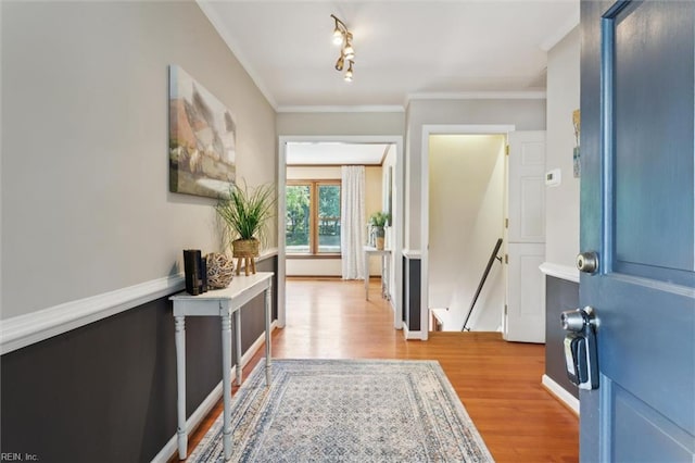 611 Windemere Rd, Newport News, VA 23602 - foyer entrance featuring wood finished floors, crown molding, and track lighting