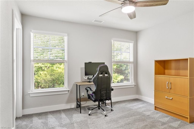 219 Dunway Ln, Chesapeake, VA 23323 - office space with a ceiling fan, baseboards, and carpet
