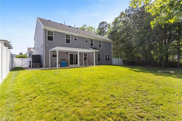 219 Dunway Ln, Chesapeake, VA 23323 - rear view of house with a gate, a patio area, and central AC unit