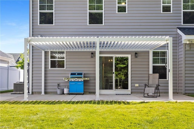 219 Dunway Ln, Chesapeake, VA 23323 - rear view of property featuring a patio area, a pergola, and central AC unit