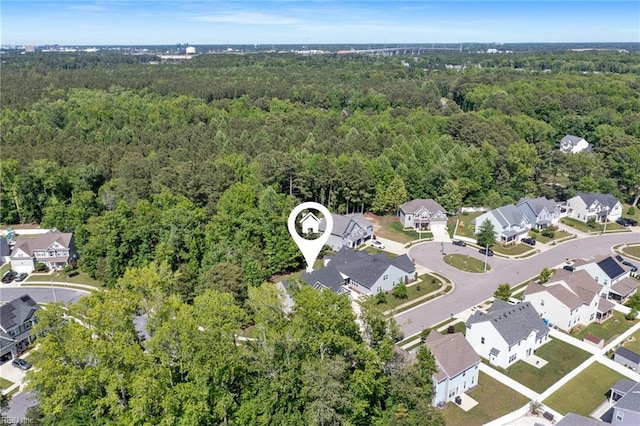 219 Dunway Ln, Chesapeake, VA 23323 - aerial view of property's location with a heavily wooded area and nearby suburban area