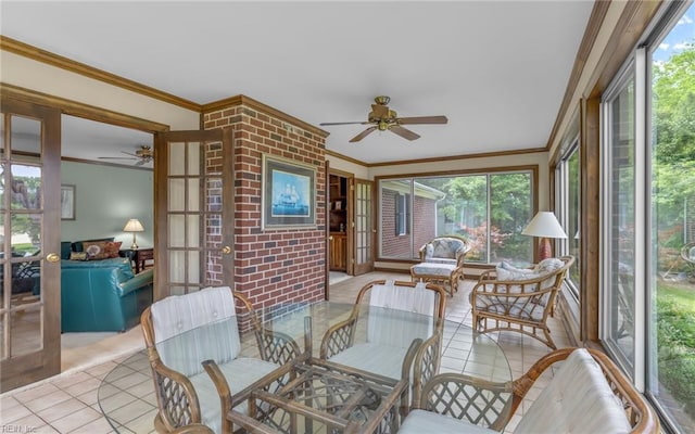 136 Crescent Dr, Franklin, VA 23851 - sunroom with crown molding, tile patterned floors, and plenty of natural light