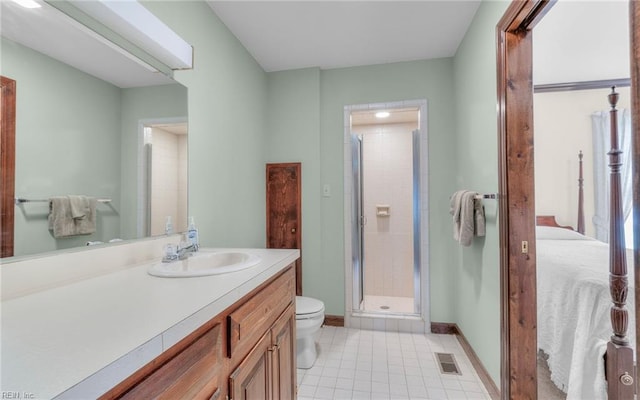 136 Crescent Dr, Franklin, VA 23851 - full bath with toilet, a shower stall, tile patterned flooring, vanity, and ensuite bathroom