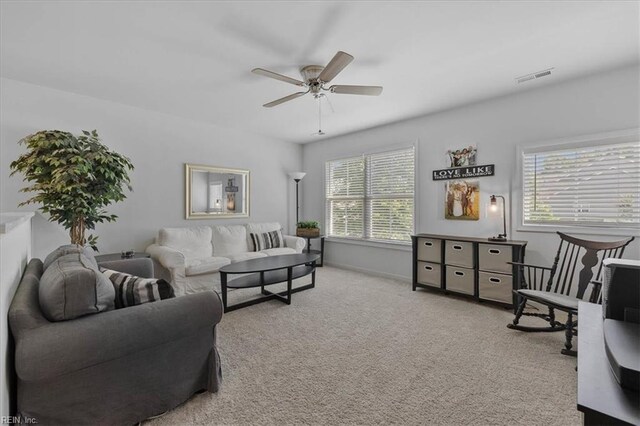 7935 Patriots Landing Pl, Quinton, VA 23141 - living room featuring a ceiling fan and carpet floors