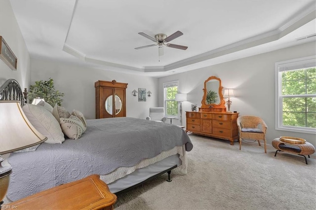 7935 Patriots Landing Pl, Quinton, VA 23141 - bedroom featuring a tray ceiling, carpet floors, and ceiling fan