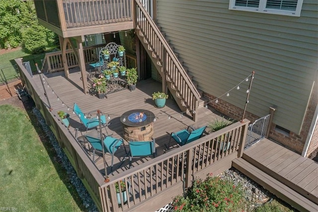 7935 Patriots Landing Pl, Quinton, VA 23141 - deck featuring stairway and a fire pit