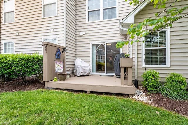 455 Fairway Lookout, Williamsburg, VA 23188 - entrance to property with a wooden deck and a lawn