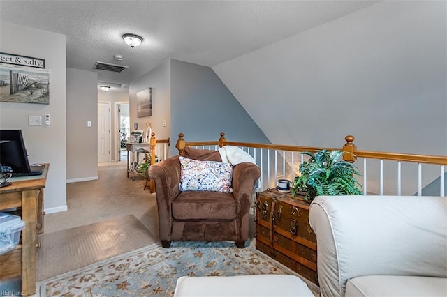 455 Fairway Lookout, Williamsburg, VA 23188 - living area featuring carpet flooring, vaulted ceiling, and baseboards