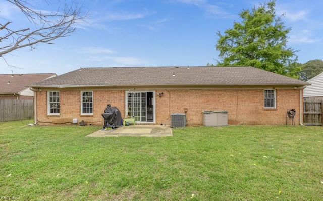 5009 Meadow Pines Pl, Virginia Beach, VA 23464 - back of property with a patio, brick siding, central air condition unit, and roof with shingles