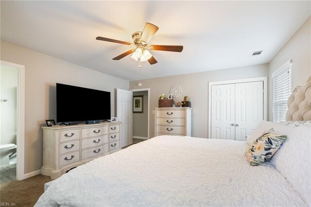 1117 Confederate Cres, Virginia Beach, VA 23453 - carpeted bedroom with a closet, a ceiling fan, and baseboards