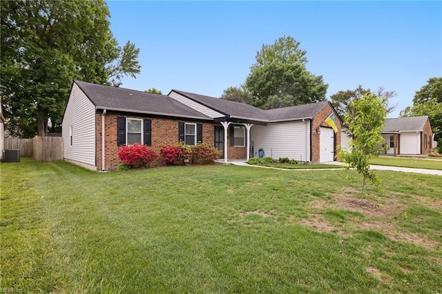 1117 Confederate Cres, Virginia Beach, VA 23453 - ranch-style home featuring an attached garage, brick siding, driveway, and cooling unit