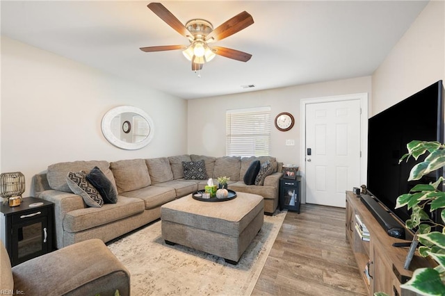 1117 Confederate Cres, Virginia Beach, VA 23453 - living room featuring a ceiling fan and wood finished floors