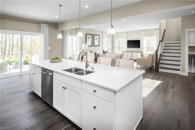 1115 Egret Ln, Suffolk, VA 23434 - kitchen with a sink, dishwasher, healthy amount of natural light, dark wood-style flooring, and recessed lighting