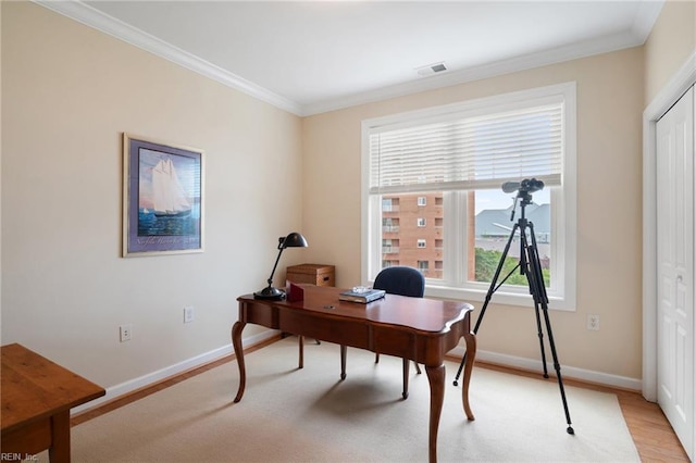 239 Duke St Unit 408, Norfolk, VA 23510 - home office featuring light wood finished floors, crown molding, and baseboards