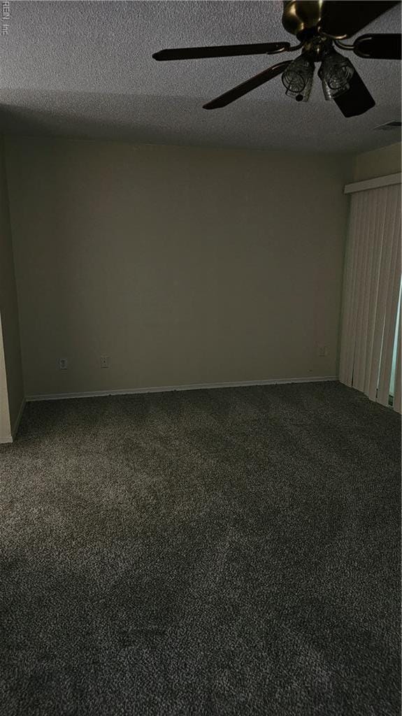 3513 Radford Cir, Chesapeake, VA 23321 - empty room featuring carpet, ceiling fan, a textured ceiling, and baseboards