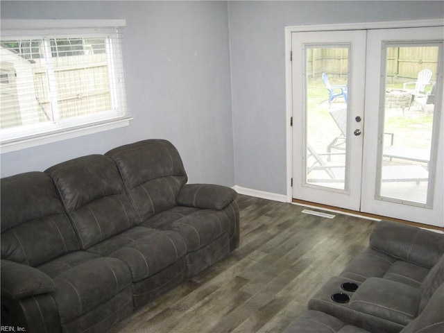 3213 Northgate Dr, Virginia Beach, VA 23452 - living area featuring french doors, baseboards, and wood finished floors
