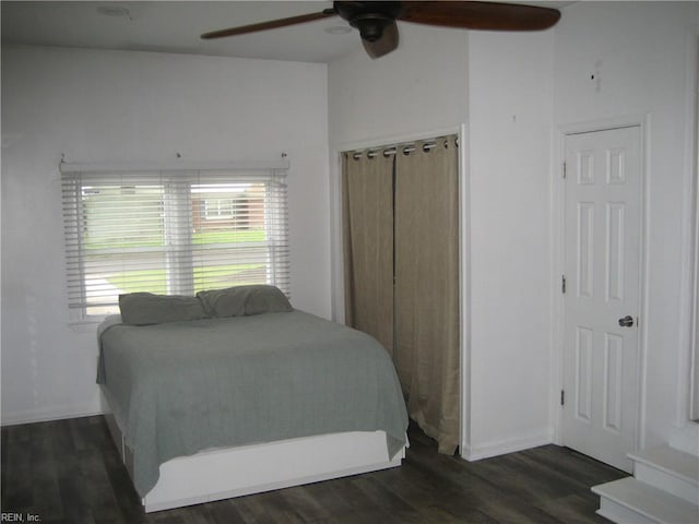 3213 Northgate Dr, Virginia Beach, VA 23452 - bedroom featuring dark wood finished floors, ceiling fan, and baseboards