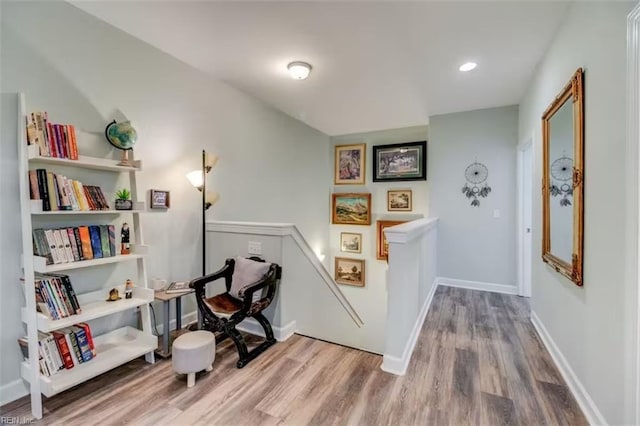 3216 Pretty Lake Ave Unit B, Norfolk, VA 23518 - sitting room with an upstairs landing, wood finished floors, baseboards, and recessed lighting