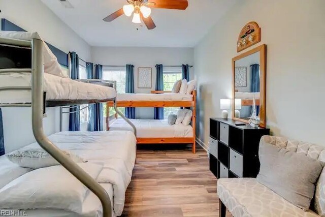 3216 Pretty Lake Ave Unit B, Norfolk, VA 23518 - bedroom with wood finished floors and ceiling fan