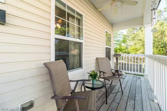 3216 Pretty Lake Ave Unit B, Norfolk, VA 23518 - deck featuring covered porch and ceiling fan