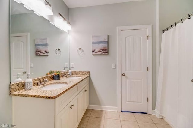 3216 Pretty Lake Ave Unit B, Norfolk, VA 23518 - bathroom featuring tile patterned floors, double vanity, and baseboards