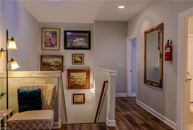 3216 Pretty Lake Ave Unit B, Norfolk, VA 23518 - hallway featuring an upstairs landing, wood finished floors, baseboards, and recessed lighting