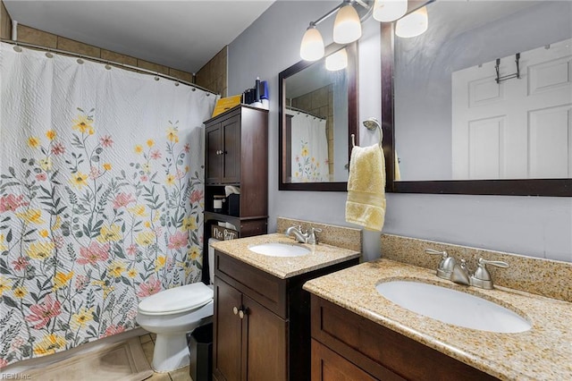 1812 Bancroft Dr, Hampton, VA 23663 - bathroom featuring two vanities, toilet, and curtained shower