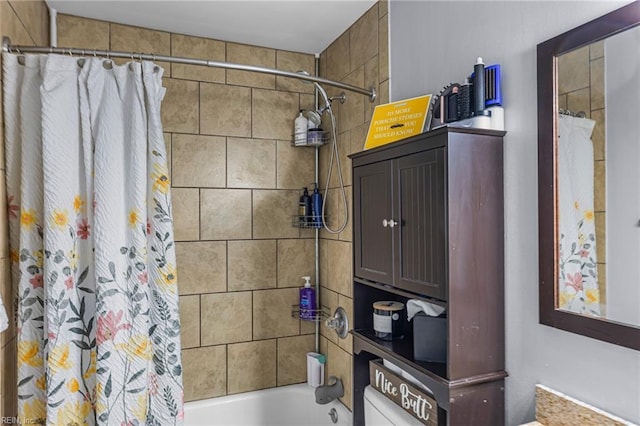 1812 Bancroft Dr, Hampton, VA 23663 - bathroom featuring shower / bath combo with shower curtain and toilet