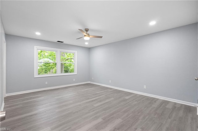 3105 Hillburn Dr, Chesapeake, VA 23323 - unfurnished room with a ceiling fan, wood finished floors, baseboards, and recessed lighting
