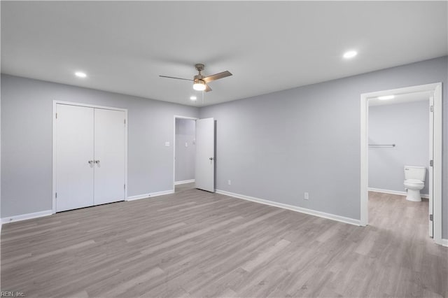 3105 Hillburn Dr, Chesapeake, VA 23323 - unfurnished bedroom with a closet, wood finished floors, recessed lighting, baseboards, and ensuite bathroom