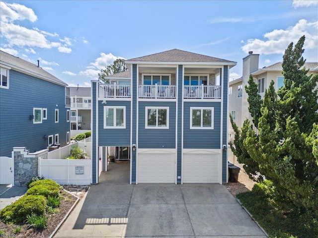 609 S Atlantic Ave, Virginia Beach, VA 23451 - view of front of house with a garage, a balcony, and driveway