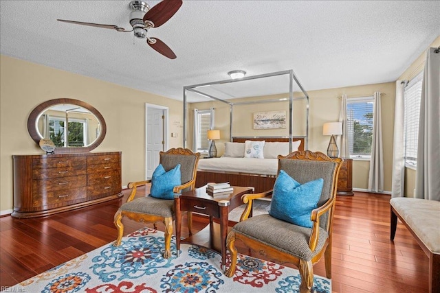 609 S Atlantic Ave, Virginia Beach, VA 23451 - bedroom featuring wood finished floors, a textured ceiling, and ceiling fan
