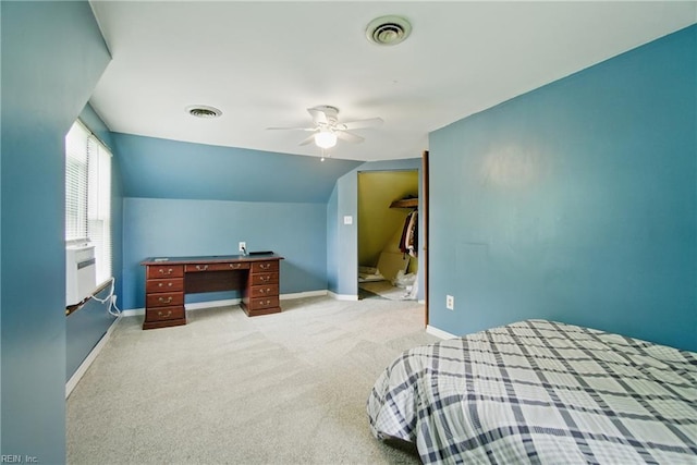 1237 Peachtree Dr, Suffolk, VA 23434 - bedroom featuring light carpet, baseboards, lofted ceiling, and ceiling fan