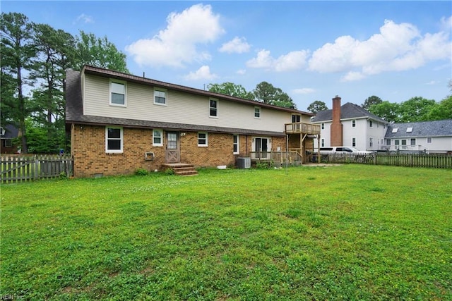 1237 Peachtree Dr, Suffolk, VA 23434 - rear view of house featuring brick siding, cooling unit, and crawl space