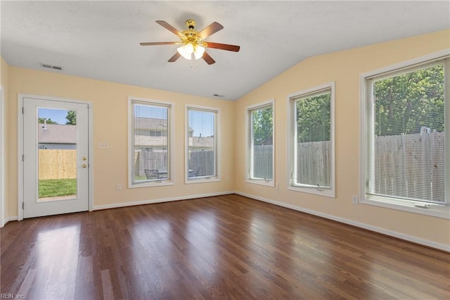 12 Critzos Ct, Hampton, VA 23669 - unfurnished sunroom with plenty of natural light, wood finished floors, lofted ceiling, and baseboards