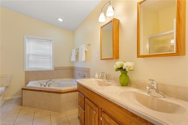 12 Critzos Ct, Hampton, VA 23669 - bathroom featuring toilet, tile patterned flooring, a bath, and double vanity