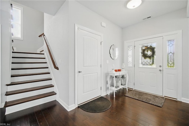 4030 Evan Cir, Suffolk, VA 23435 - entrance foyer with hardwood / wood-style flooring, stairway, and baseboards