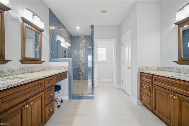 4030 Evan Cir, Suffolk, VA 23435 - bathroom featuring a stall shower, vanity, baseboards, recessed lighting, and toilet