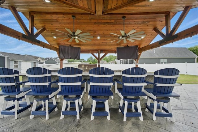 4030 Evan Cir, Suffolk, VA 23435 - view of patio / terrace featuring ceiling fan, fence, and a gazebo