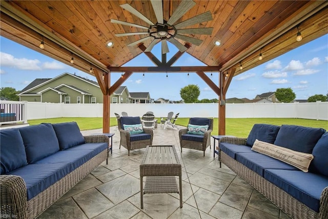 4030 Evan Cir, Suffolk, VA 23435 - view of patio / terrace featuring an outdoor hangout area, ceiling fan, and a gazebo