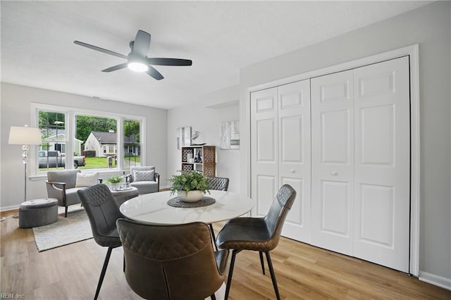 1600 Walsh Ct, Virginia Beach, VA 23454 - dining area featuring light wood-style flooring, a ceiling fan, and baseboards