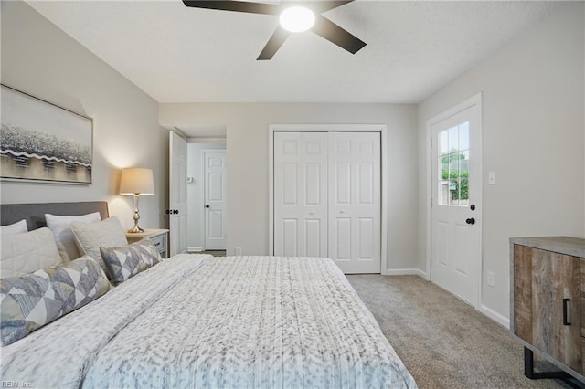 1600 Walsh Ct, Virginia Beach, VA 23454 - carpeted bedroom featuring a closet, baseboards, and ceiling fan