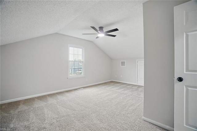1600 Walsh Ct, Virginia Beach, VA 23454 - bonus room featuring a ceiling fan, carpet flooring, baseboards, vaulted ceiling, and a textured ceiling