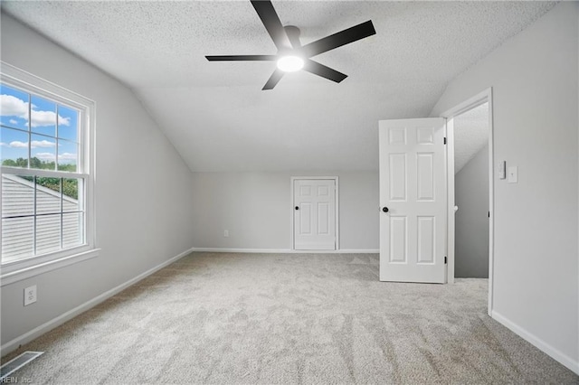 1600 Walsh Ct, Virginia Beach, VA 23454 - bonus room with a textured ceiling, carpet flooring, a ceiling fan, vaulted ceiling, and baseboards